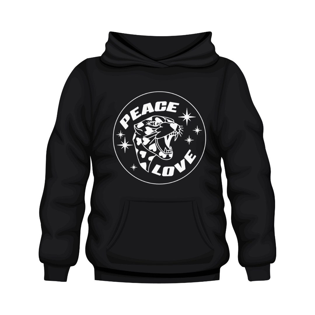 "Happy Tiger" Adult Black Hoodie