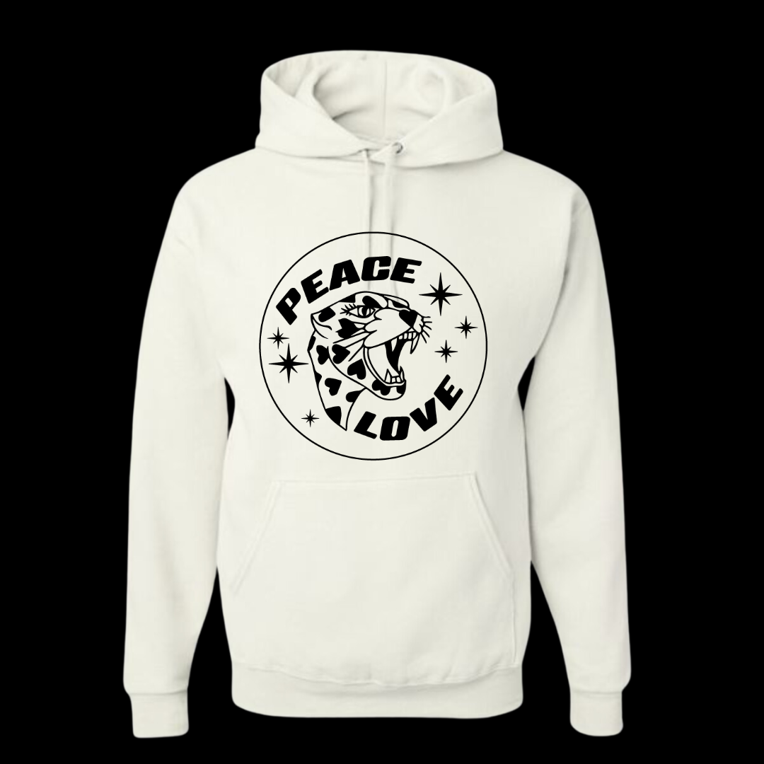 "Happy Tiger" Adult White Hoodie
