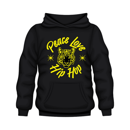 "Get Um Tiger" Adult Black Hoodie in Yellow